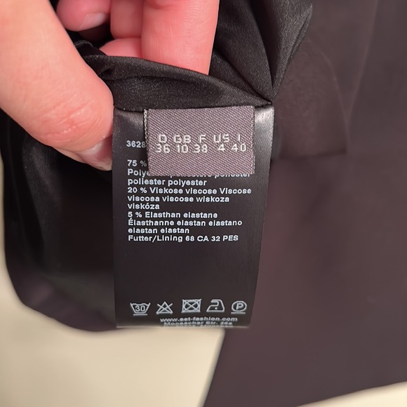 Set Women's black pencil skirt back slit size 4 polyester NWT Bloomingdales - Picture 8 of 12